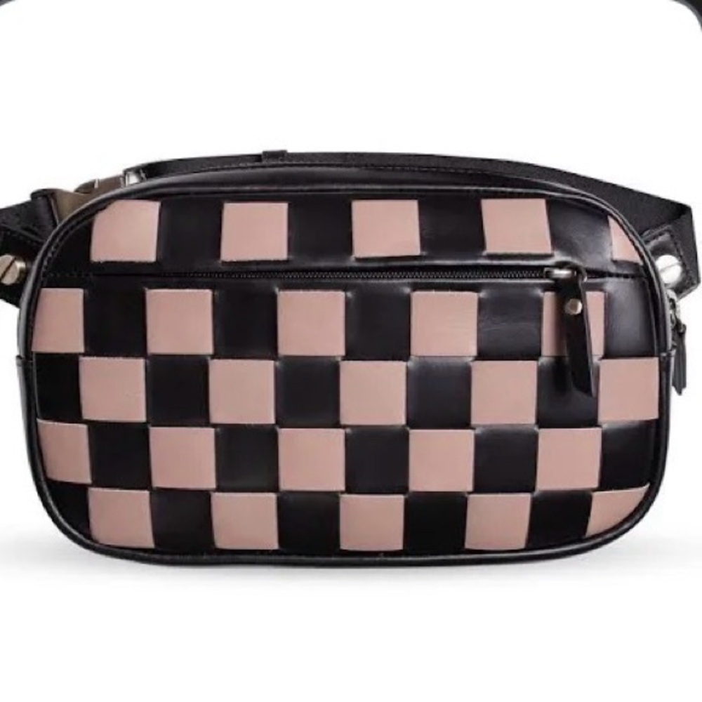 The Devin Checkerboard Crossbody Bag in Black & Tan